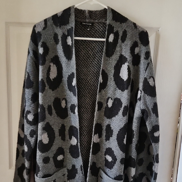 Pink Cosmo Black and Gray Animal Print Cardigan - Picture 1 of 1